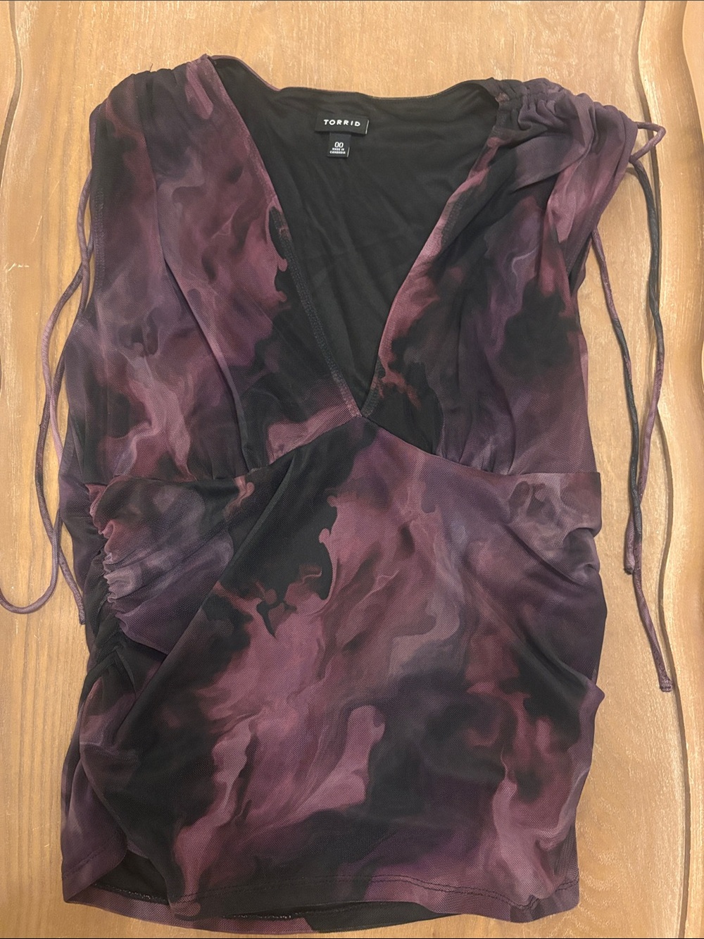 torrid Black and Purple Swirl V-Neck Sleeveless Top